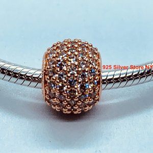 NEW Authentic Pandora Charm Rose Gold COLLECTION PAVE LIGHTS / Pandora Bracelet